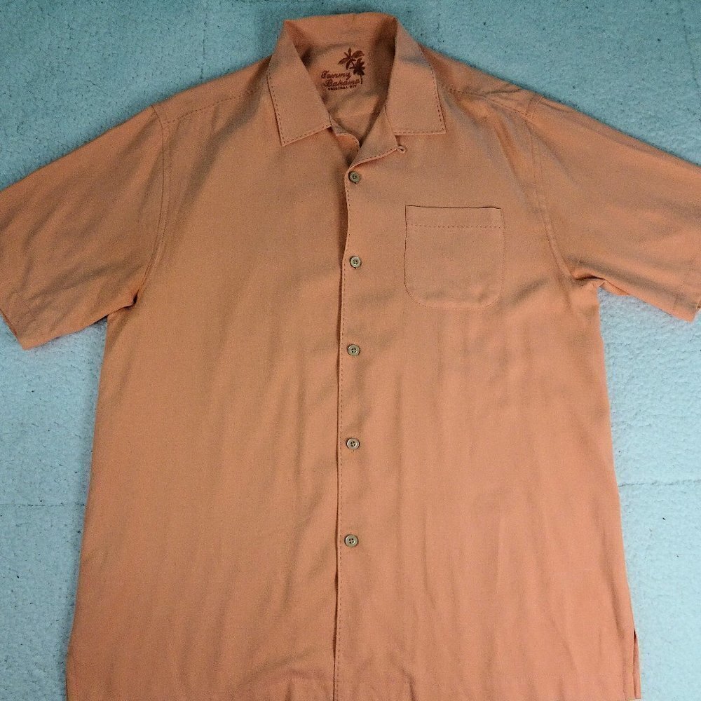 Tommy Bahama Original Fit Peach Silk Shirt Medium